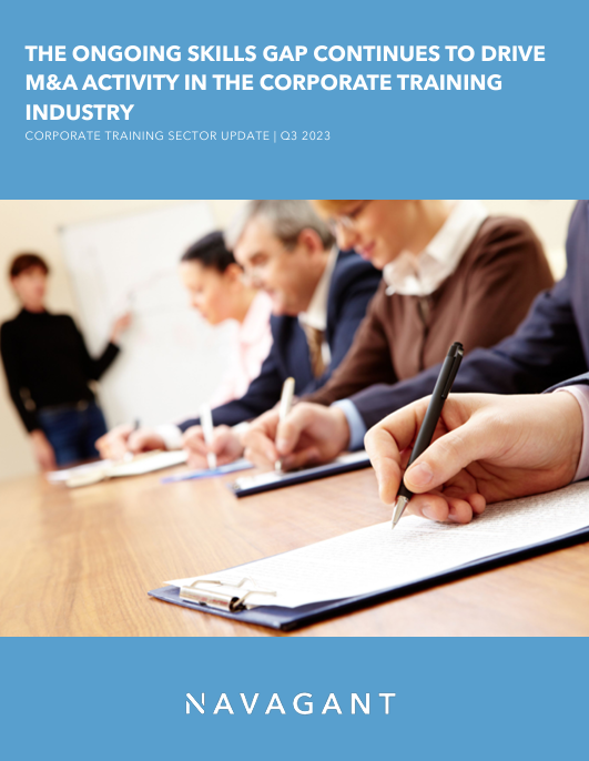 The Ongoing Skills Gap Continues to Drive M&A Activity in the Corporate Training Industry, Corporate Training Sector Update, Q3 2023